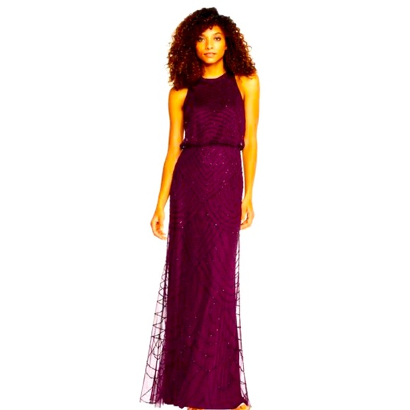 Adrianna Papell Deep Burgundy Dress sleeveless  Sz-6 - Picture 1 of 12